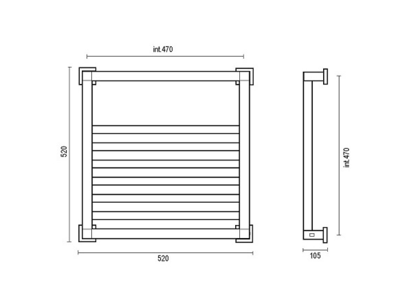 Купить Полотенцесушитель электрический Margaroli Quadri 810 Box 8104704CRNB, высота 52 см, ширина 52 см, хром