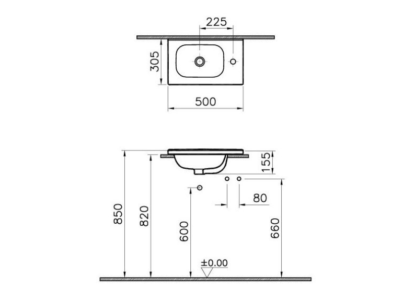 Купить Раковина Vitra D-Light 50 см подвесная, белая, 5922B003-0029