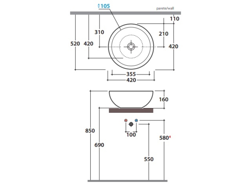 Купить Раковина накладная Globo Forty3 SC042.BI*0, 40 х 40 см