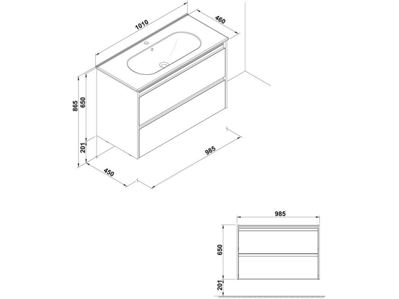 Купить KLEA 7928201 Комплект мебели (тумба 3844101 (985x450mm) + раковина 3307001 (1010x460mm), белый