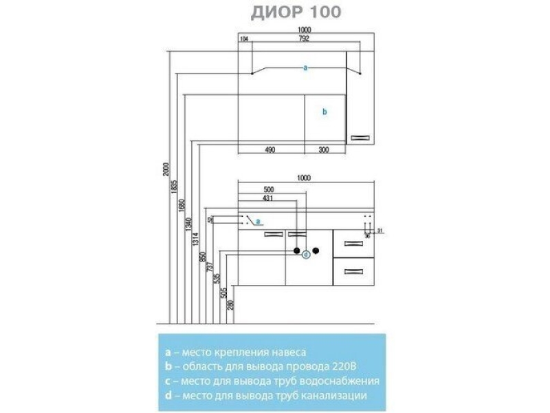 Купить Зеркало Акватон Диор 100 (1A167902DR01R) правостороннее