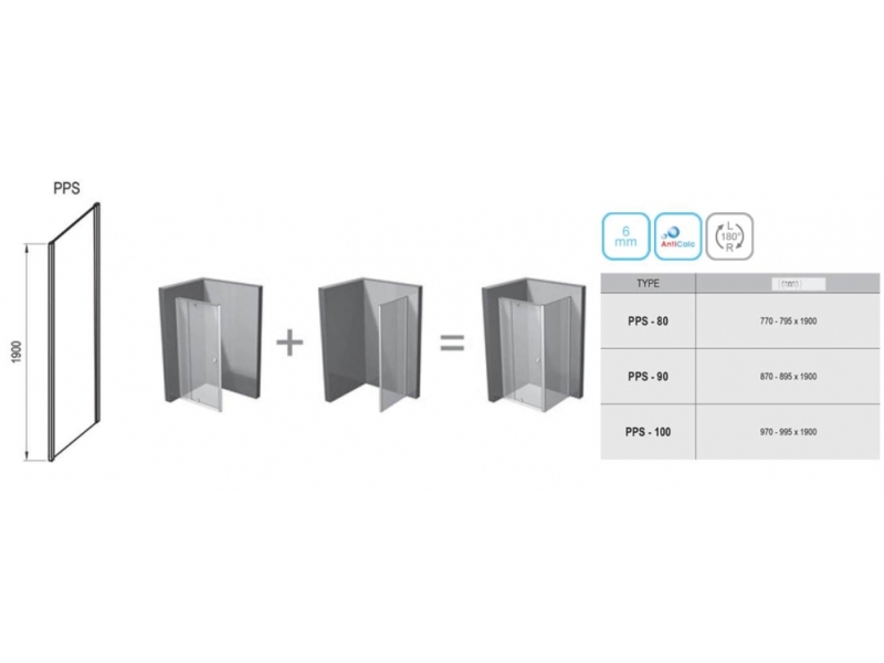 Купить PPS-100 черный + транспарент, PIVOT жесткая душевая стенка