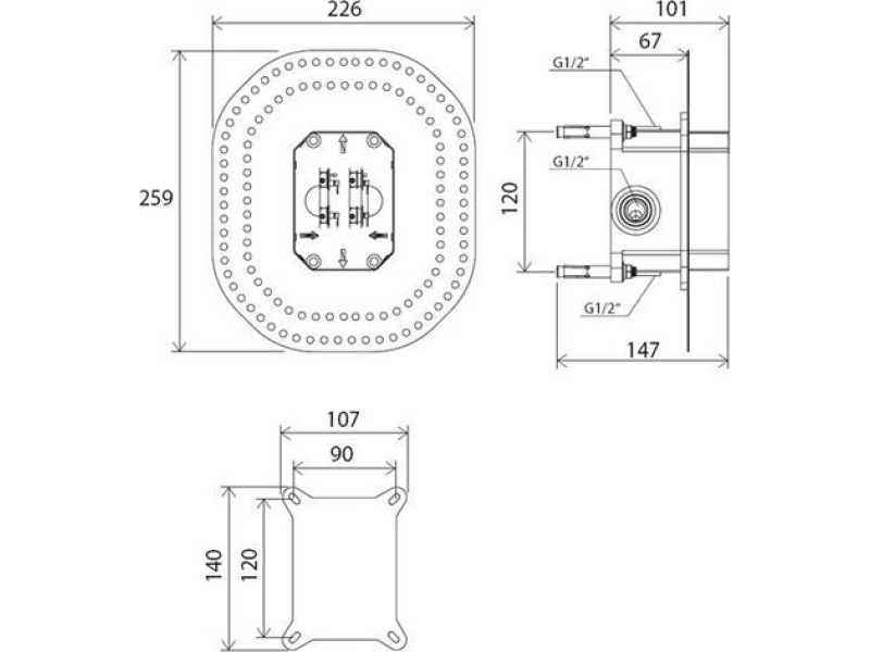 Купить Скрытая часть смесителя Ravak R-box RB 070.50 (X070052)