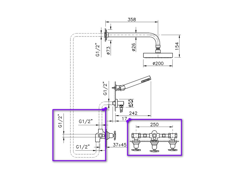 Купить Nicolazzi C2233DX Встраиваемая часть для смесителя для душа со стены