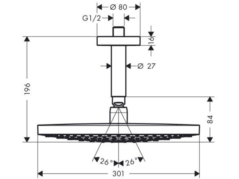 Купить Верхний душ Hansgrohe Raindance Select 300 2jet белый/хром 27337400