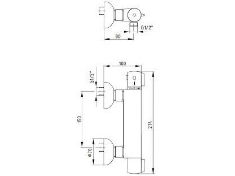 Купить Термостатический смеситель для душа E.C.A Thermostatic 102102341EX