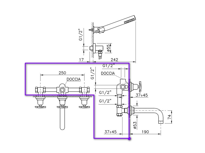 Купить Nicolazzi C2203DX Встраиваемая часть для смесителя со стены