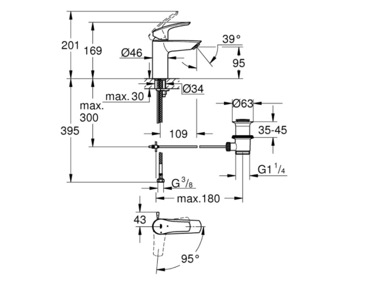 Купить Смеситель для раковины Grohe Eurosmart 32926003