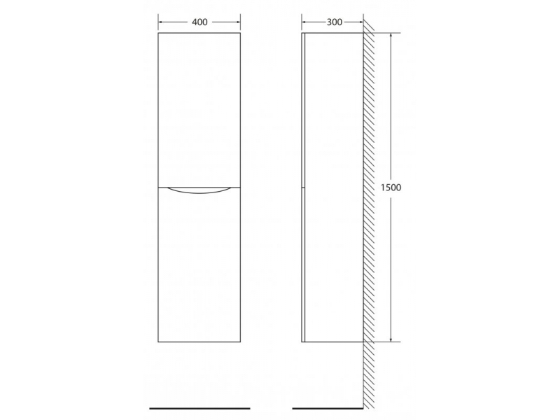 Купить Шкаф-пенал подвесной BelBagno FLY-MARINO-1500-2A-SC-BL-P-L, 40 х 30 х 150 см, Bianco Lucido/белый глянец, левосторонний