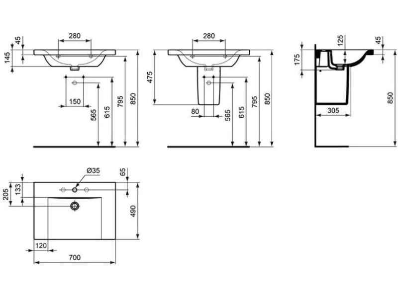 Купить Умывальник-столешница Ideal Standard Connect 70x49 E812801