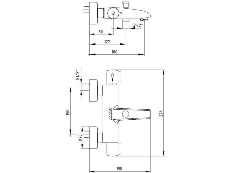 Купить Термостат для ванны E.C.A Thermostatic 102102340EX