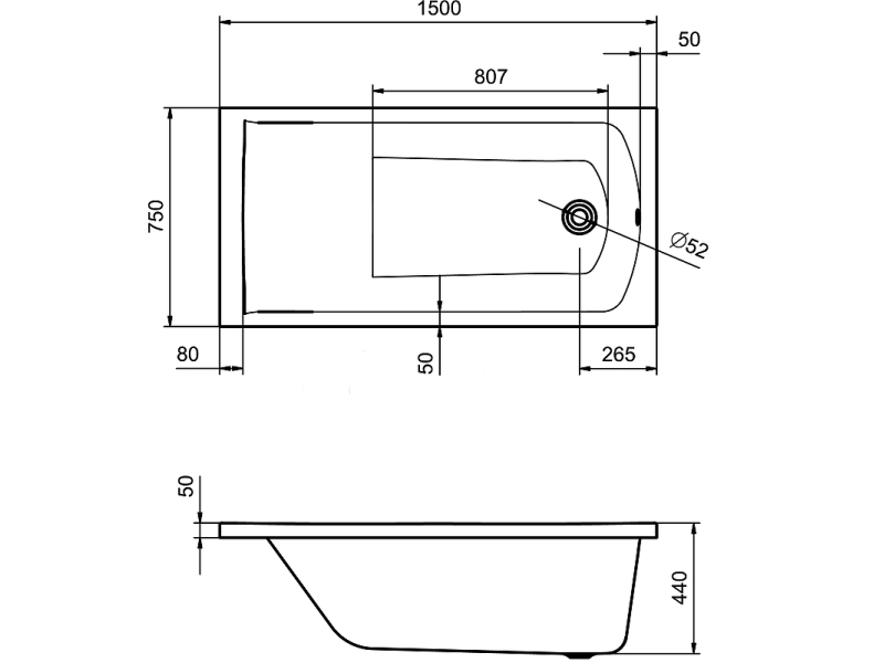 Купить Акриловая ванна Santek Фиджи 150x75 1.WH50.1.598