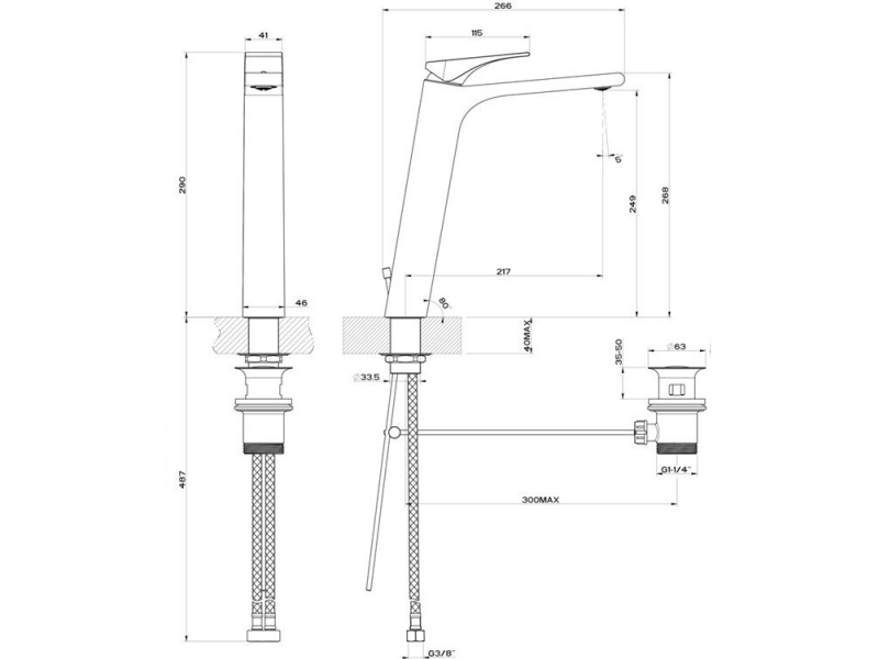 Купить Смеситель для раковины Gessi Via Solferino 49003-031