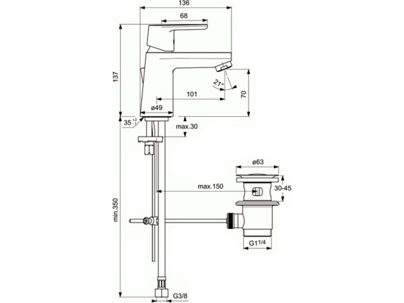 Купить Смеситель для раковины Ideal Standard Vito B0405AA