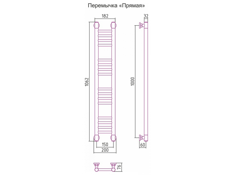 Купить Полотенцесушитель водяной Сунержа Богема+ 100 x 15 см, 00-0220-1015, прямые перемычки, хром