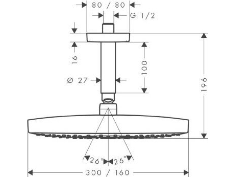 Купить Верхний душ Hansgrohe Raindance Select E300 2jet (хром) 27384000