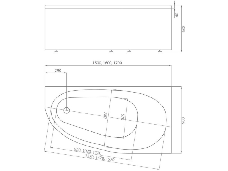 Купить Ванна акриловая АКВАТЕК Дива правая 160x90 DIV160-0000002 (без гидромассажа)