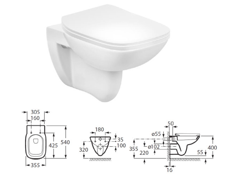 Купить ПЭК Roca Debba Pack 893104970 подвесной унитаз Rimless + инсталляция + Slim сиденье дюропласт