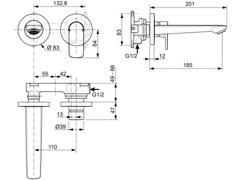 Купить Смеситель для раковины Ideal Standard Connect Air A7029AA (внешняя часть)