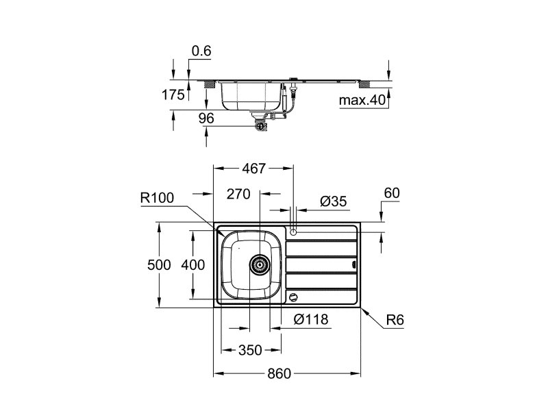 Купить Мойка и смеситель для мойки GROHE K200 45-S 86/50 1.0 31562SD1