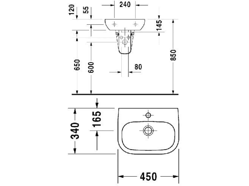 Купить Раковина подвесная Duravit D-Code 45x34 07054500002