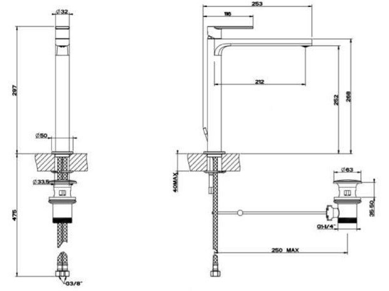 Купить Смеситель для раковины Gessi Via Manzoni 38603-149