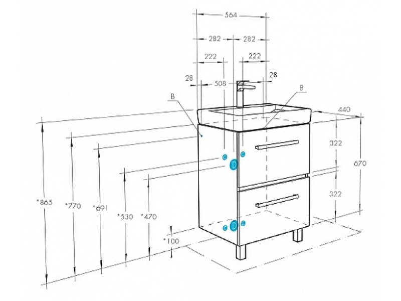 Купить 1A2050K1RSC20 Набор: 1A205001RSC20 Тумба-умывальник Ронда 60/ 1WH302082 Умывальник Тигода 60