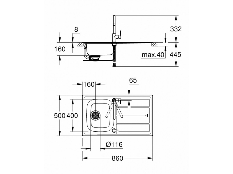 Купить Кухонная мойка со смесителем Grohe K200 86x50 31562SD0