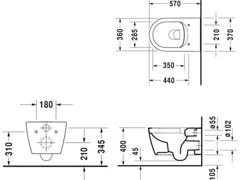 Купить Унитаз подвесной Duravit ME by Starck Rimless 2529090000