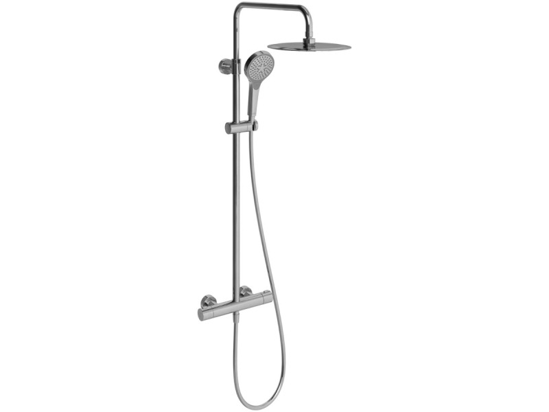 Купить TVS1082500361 EMBRACE PLUS Душевая стойка с термостатом, верхний душ 250 mm, ручной душ 3 режима, шланг, хром