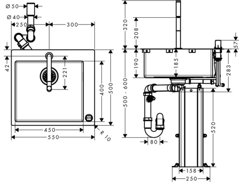 Купить Кухонная мойка с встроенным смесителем Hansgrohe C71-F450-06 55x50 43201000