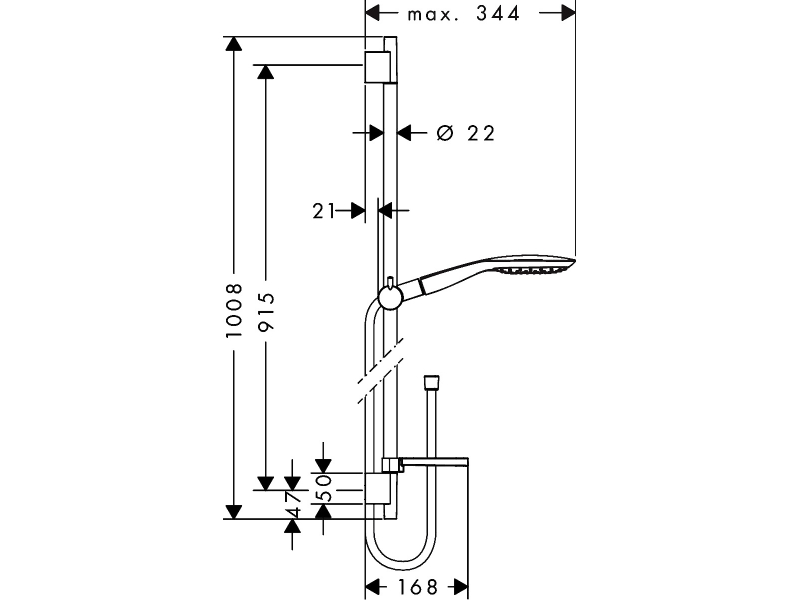 Купить Душевой гарнитур Hansgrohe Raindance Select E 150 3jet/ UnicaS Puro 0,90 м 27857000, 3 режима струи, хром