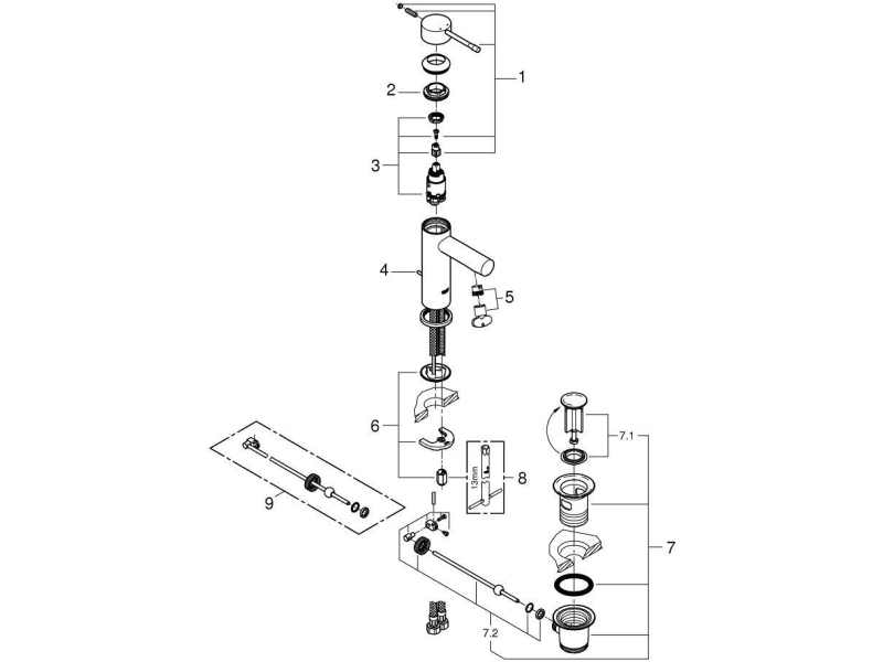 Купить Смеситель для раковины Grohe Essence 32898001