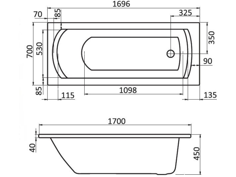 Купить Ванна акриловая Santek Монако 170x70 белая 1.WH11.1.979