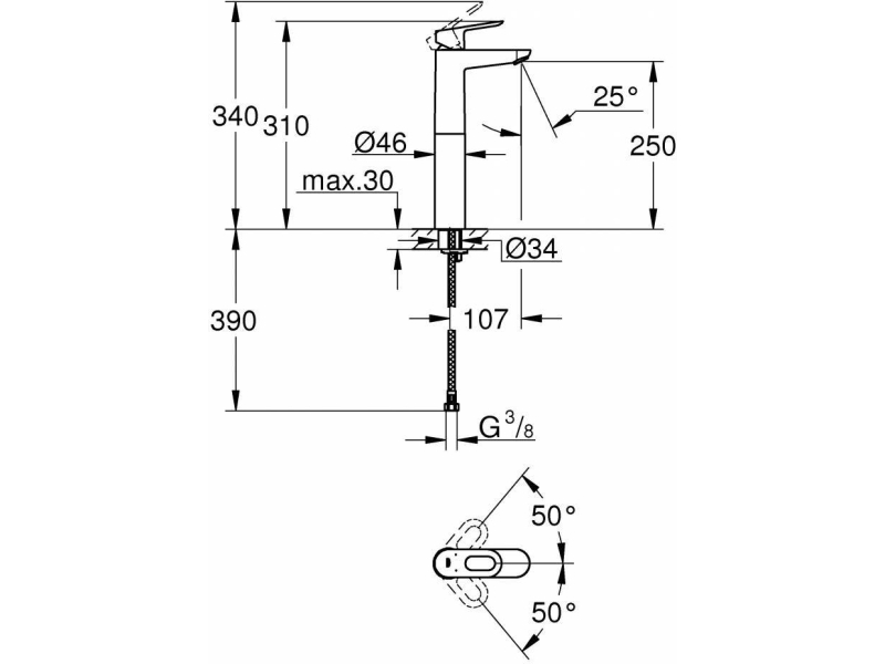 Купить Смеситель для раковины XL-Size Grohe BauLoop 23764000