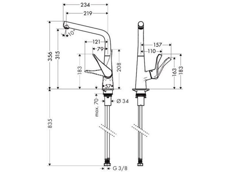 Купить Смеситель для кухни Hansgrohe Metris сталь 14822800