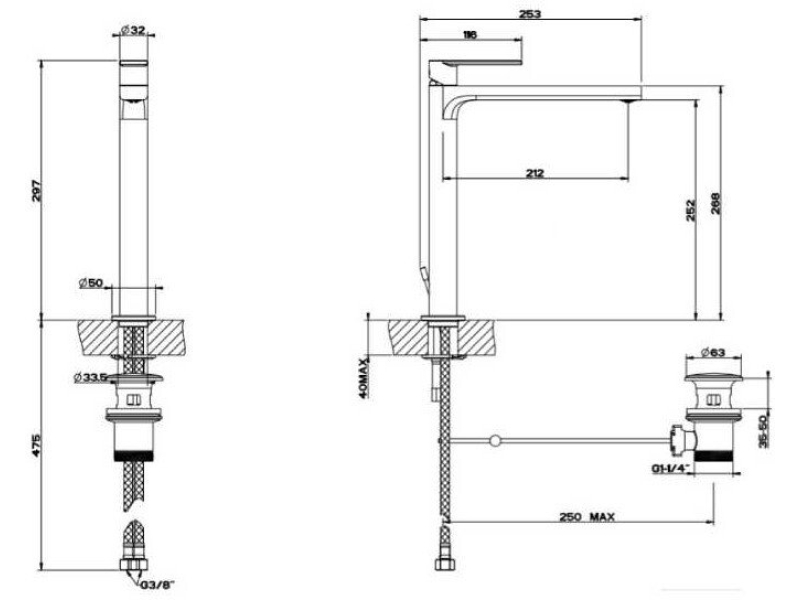 Купить Смеситель для раковины Gessi Via Manzoni 38603-299