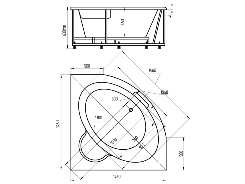 Купить Акриловая ванна Aquatek Калипсо 146x146 KAL146-0000045