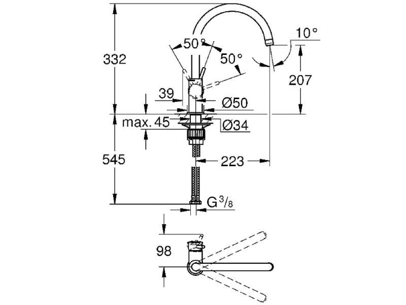 Купить Смеситель для кухни Grohe BauClassic 31535001 Хром