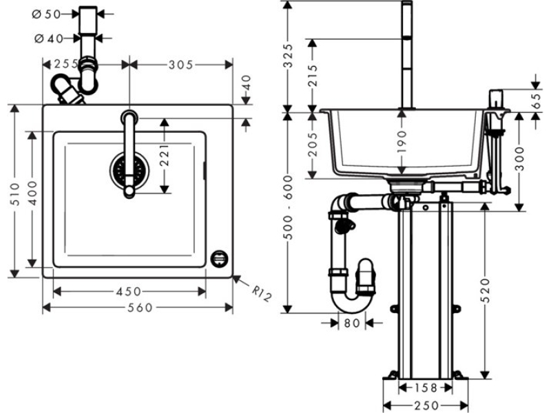 Купить Кухонная мойка с встроенным смесителем Hansgrohe C51-F450-06 56x51 43217000