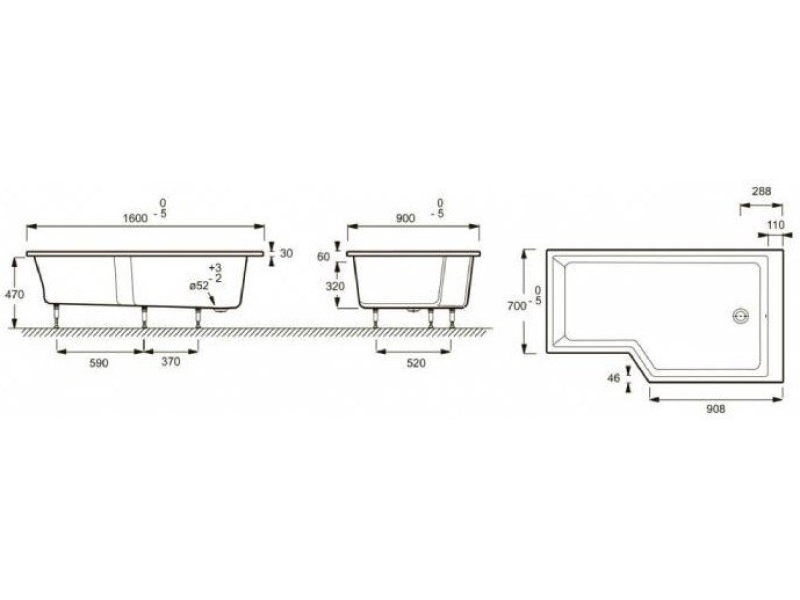 Купить Акриловая ванна Jacob Delafon Bain Douche Neo 160x70 R E6D000R-00