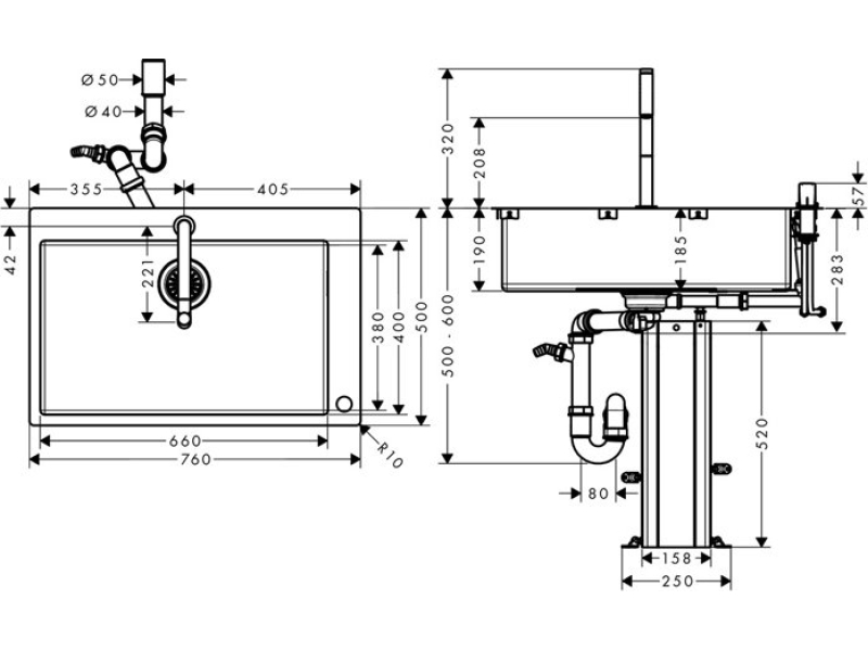 Купить Кухонная мойка с встроенным смесителем Hansgrohe C71-F660-08 76x50 43202000