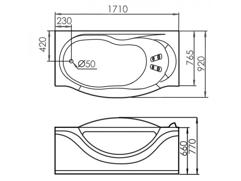 Купить Ванна гидромассажная акриловая Gemy G9072 K L/R, 171 х 92 см