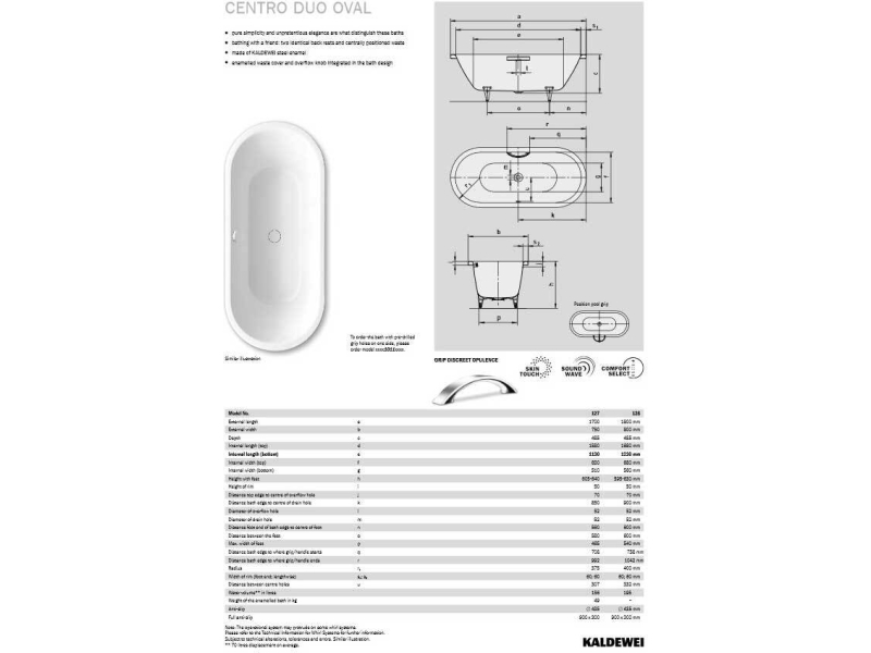 Купить Стальная ванна KALDEWEI Centro Duo Oval 180x80 standard mod. 128 282800010001