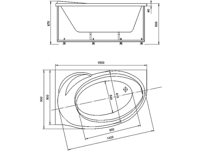 Купить Акриловая ванна АКВАТЕК Бетта 150х95 BET150-0000067 (левая, без гидромассажа, с фронтальным экраном)