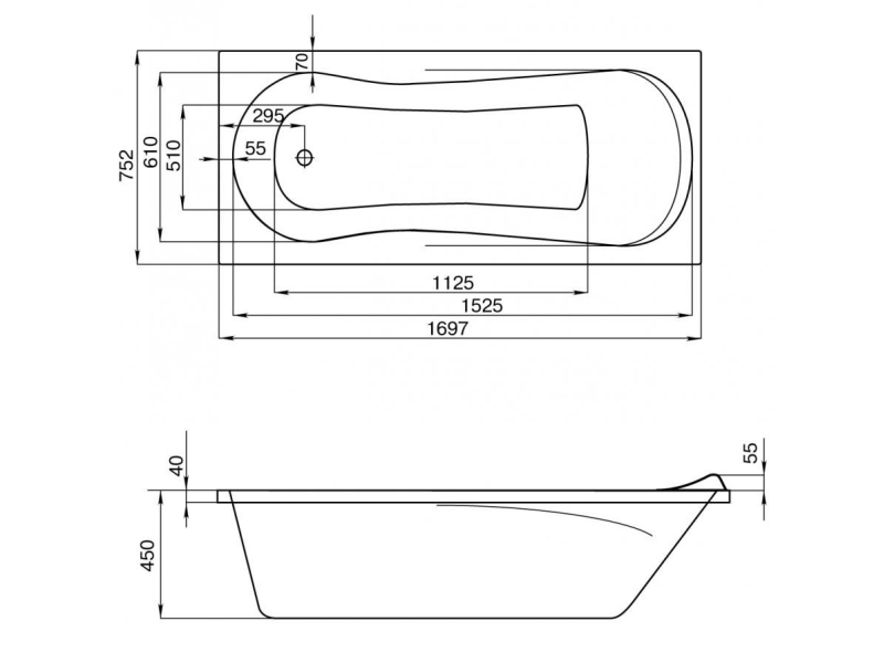 Купить Ванна акриловая Santek Каледония 170x75 белая 1.WH30.2.391