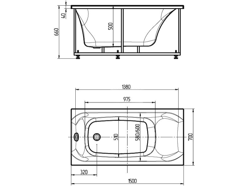 Купить Акриловая ванна Aquatek Альфа 150 ALF150-0000031 без гидромассажа, с фронтальным экраном (слив слева)