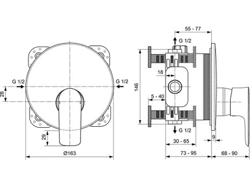 Купить Смеситель для душа Ideal Standard Connect Air A7034AA (внешняя часть)