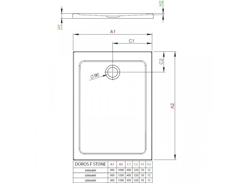 Купить Поддон для душа Radaway Doros F, 90 x 120 см, прямоугольный, SDRF1290-01-64S