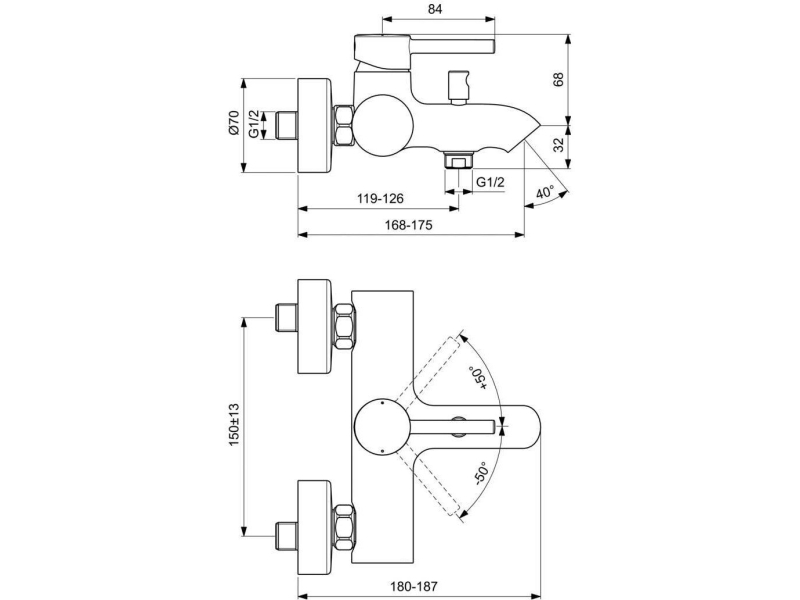 Купить Смеситель для ванны и душа Ideal Standard Kolva BC675U4